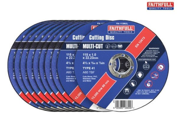 Multi-Purpose Cutting Discs 115 x 1.0 x 22.23mm (Pack 10)