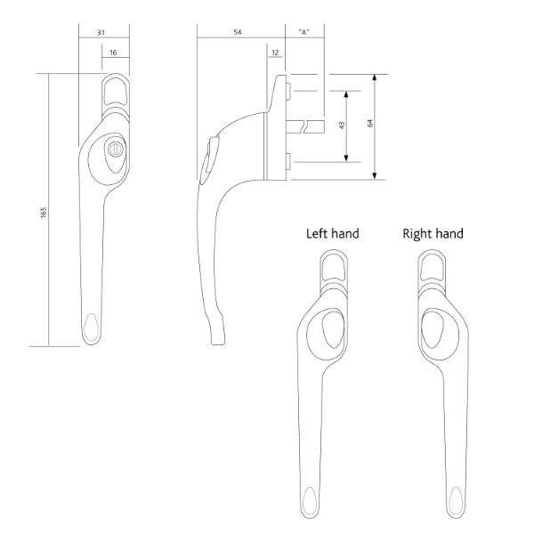 Maxim Offset Locking Window Handle Right & Left Handed