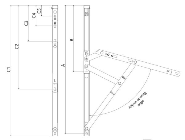 Horizon Standard Friction Stay for Casement Windows Hinges